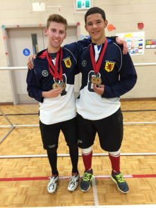 Simon Richard/Mason Smith with their Junior and Senior Goalball Natoals Gold medals