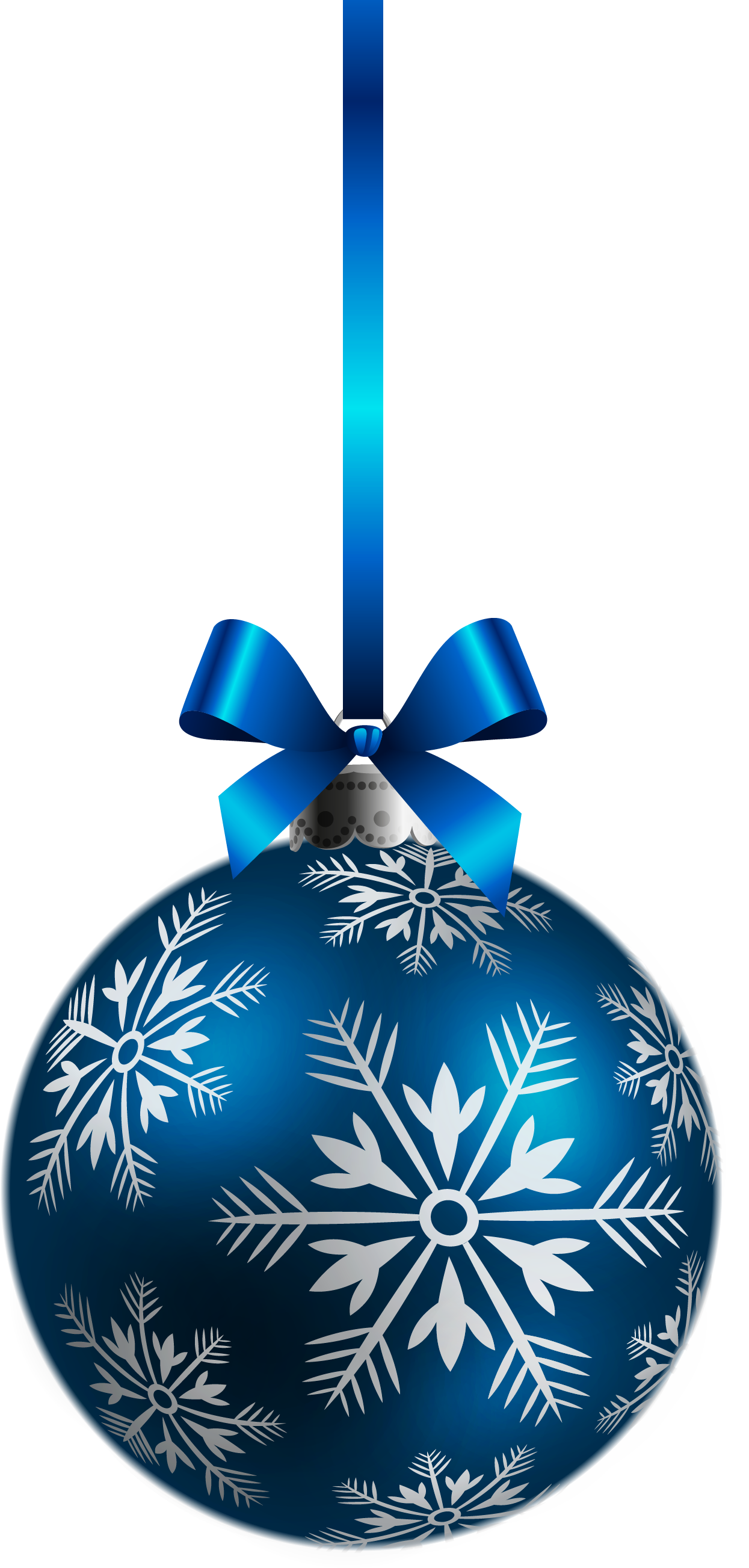 Blue holiday ornament with white snowflakes 